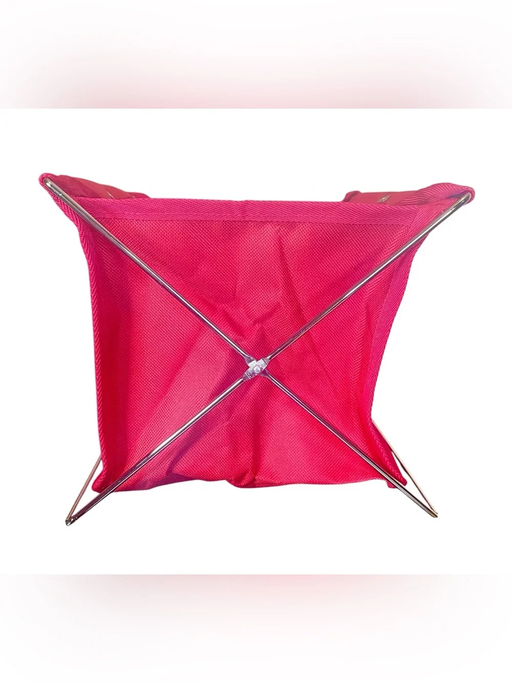 Guest Shoes Bootie Dispenser Basket Foldable Red Fabric Metal NEW NIP